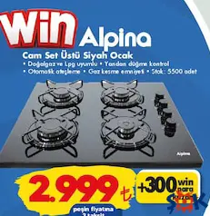 ALPİNA CAM SET ÜSTÜ OCAK SİYAH fiyat ve kampanya bilgisi